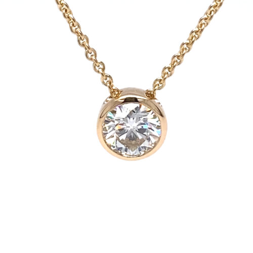 Diamond Necklace & Pendant: Yellow Gold 18k Bezel - Photo