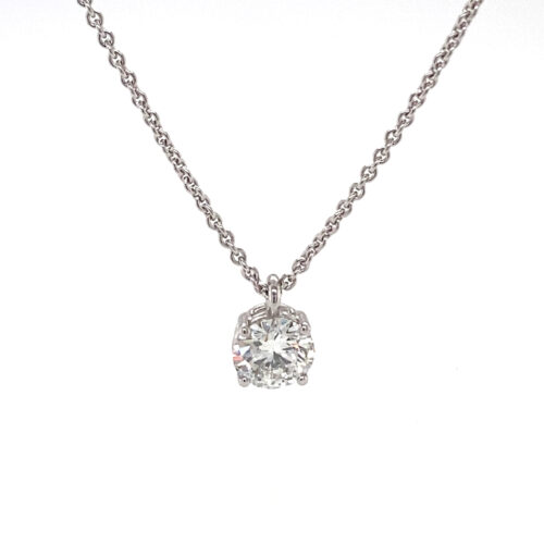 Halskette (Necklace): 4-Prong Pendant (Anhänger mit Anker-Kette). Labor Diamanten, Lab Grown Diamonds Schmuck. Green World Diamonds.