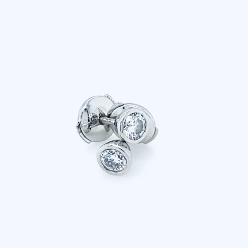Diamond stud earrings - Bezel MOON - Pair photo2