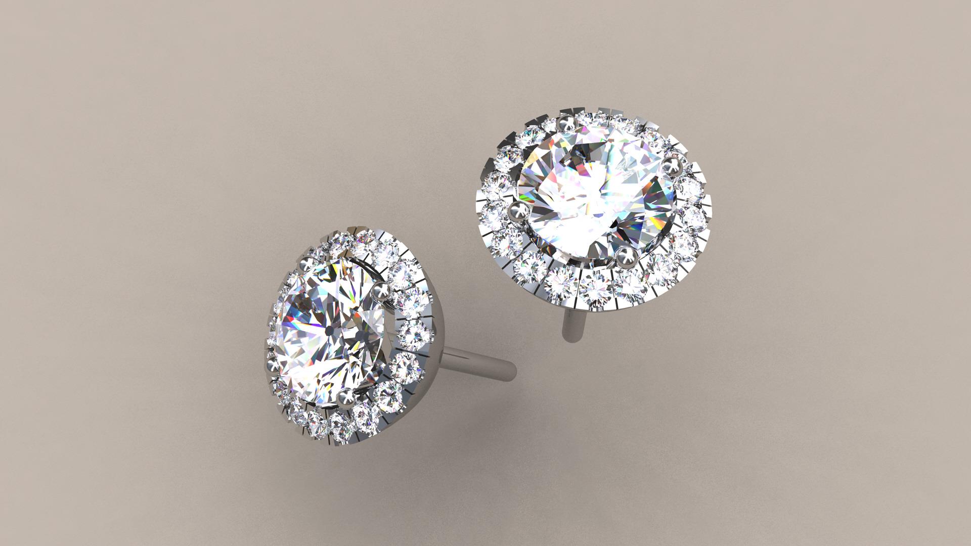 Diamond stud earrings “ANGEL 1 CARAT ” Halo à 0.5ct