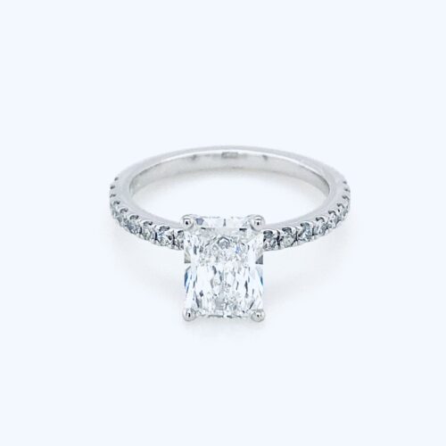 Solitaire | Verlobungsring “ICE BUBBLE PAVE” Radiant 1Point - bearb. Foto