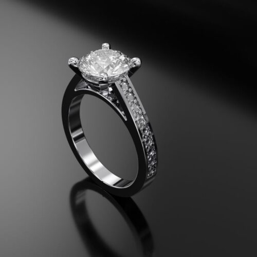 Solitaire Ring | Verlobungsring FAIRY SUMMER Brilliant runder Diamant 4Prong Bubble 1Point Korn Cathedral CAD1