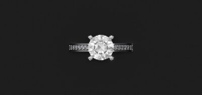 Solitaire Ring | Verlobungsring FAIRY SUMMER Brilliant runder Diamant 4Prong Bubble 1Point Korn Cathedral CAD2