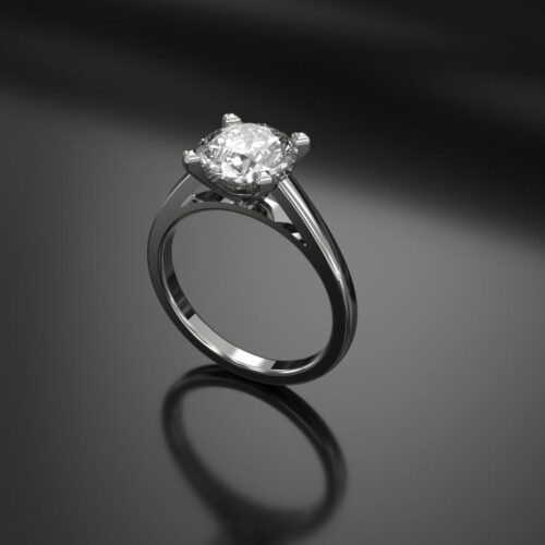 Solitaire Ring | Verlobungsring | Engagement Ring FAIRY SUN Brilliant runder Diamant 4Prong Bubble 1Point Cathedra - 1l