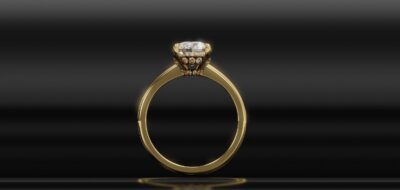 Solitaire Ring | Verlobungsring EDEN LEMON OVAL Hidden Halo Tiger Claws Basket - 3