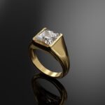 BOREAS SNOWFALL Princess Cut Diamant Chevalier Ring Half Bezel Männer Ring Unisex Engagement Ring Verlobungsring Solitaire Ring